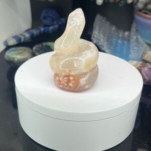 Flower Agate Snake Carving